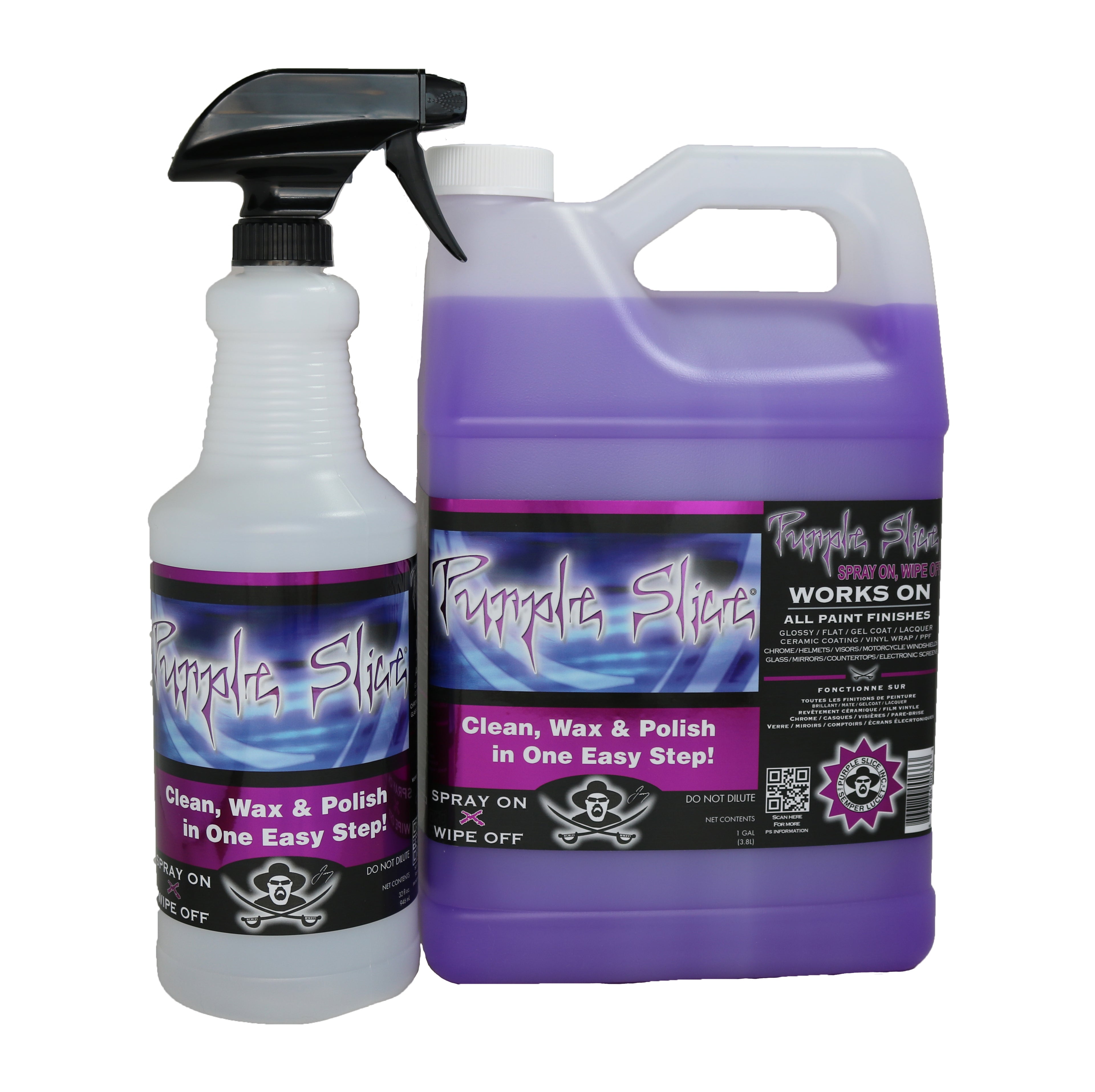 Purple Slice Gallon and Empty bottle